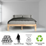 14 Inch Queen Size Rubber Wood Platform Bed Frame with Wood Slat Support - Image 11