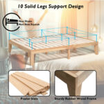 14 Inch Queen Size Rubber Wood Platform Bed Frame with Wood Slat Support - Image 10