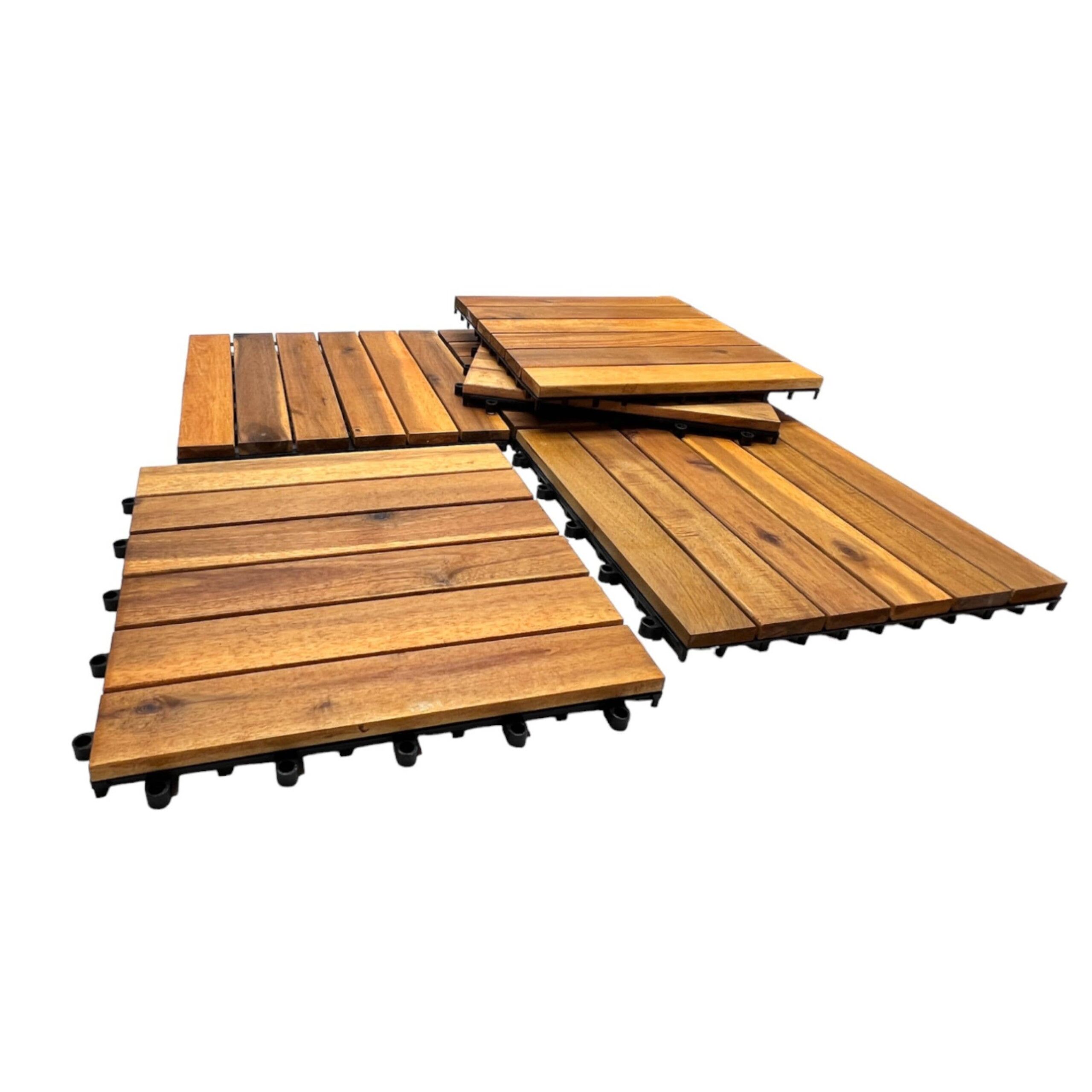12" x 12" Acacia Hardwood Interlocking Deck Tiles (10 Piece)