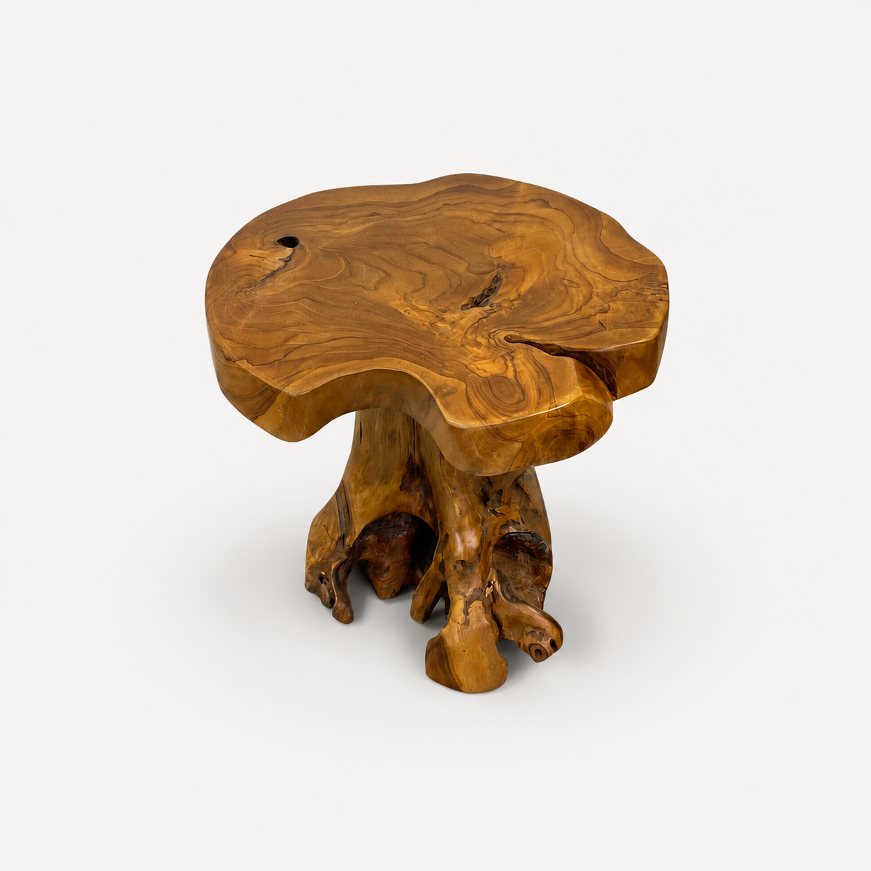 Organic Teak Wood Accent Stool