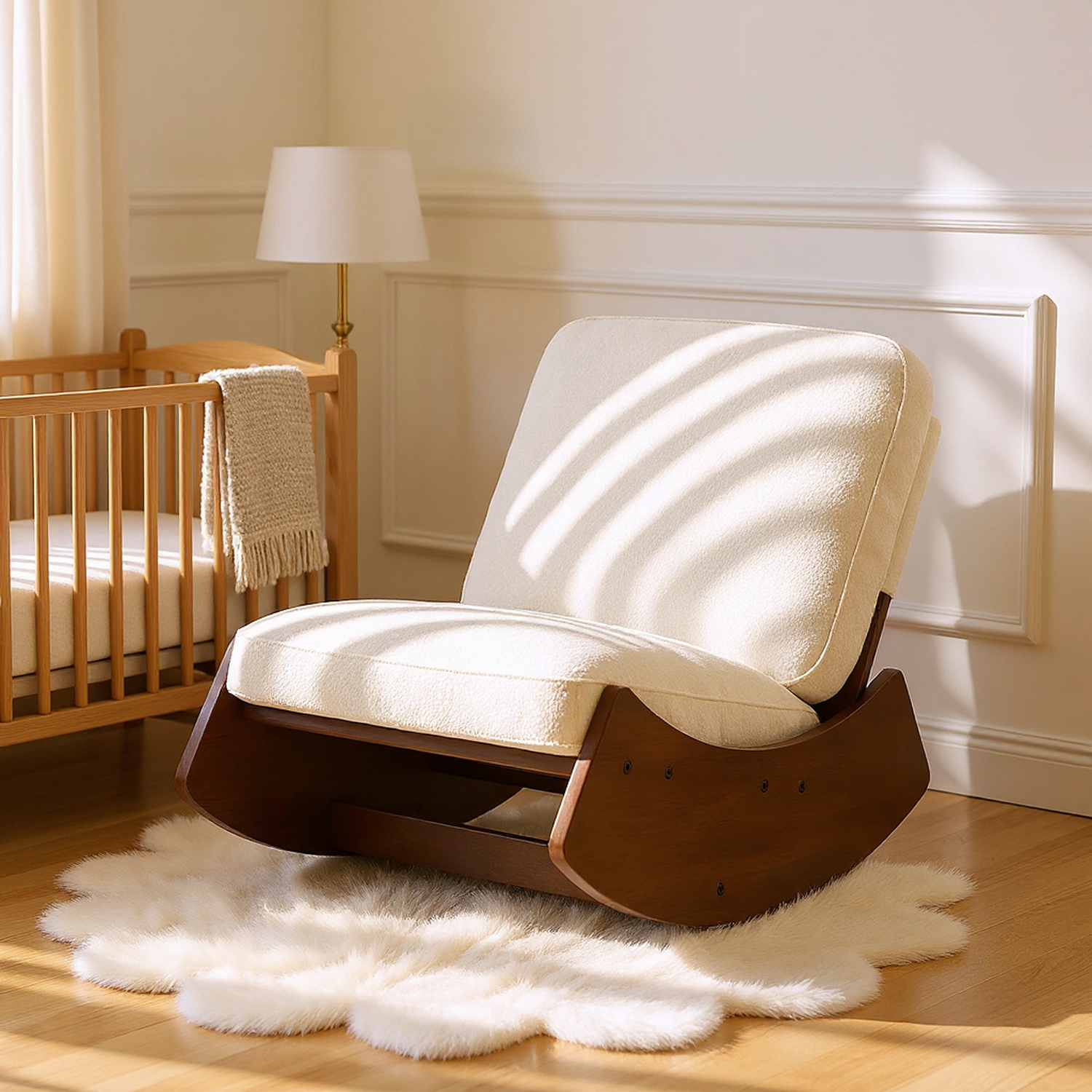 Sandstone Upholstery Rocking Chairs with Solod Wood Frame