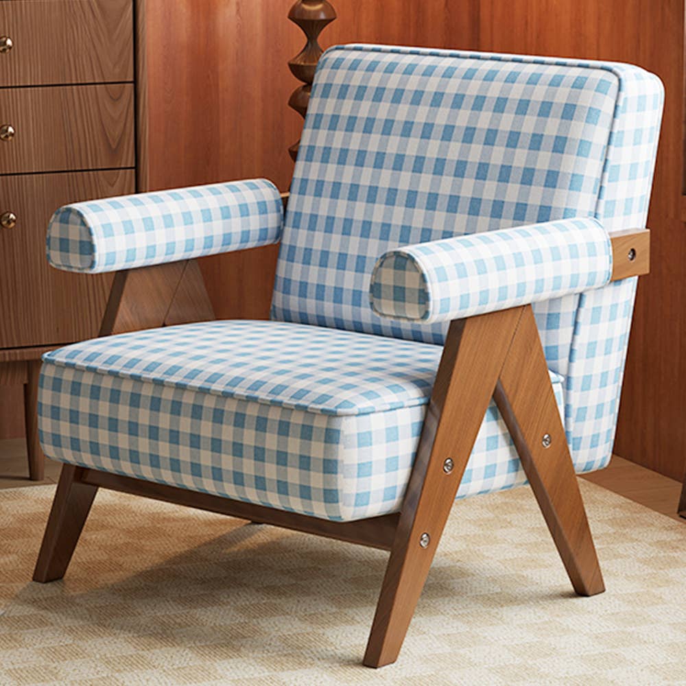 Solid Wood Accent Chair Single Sofa with Premium Upholstery