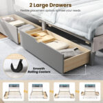 Full Size Bed Frame with Bookcase Headboard and LED Lights - Image 9
