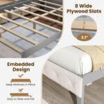 Full Size Bed Frame with Bookcase Headboard and LED Lights - Image 10