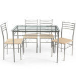 5 Pieces Dining Set Glass Table and 4 Chairs - Image 3
