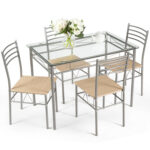 5 Pieces Dining Set Glass Table and 4 Chairs - Image 6