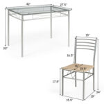 5 Pieces Dining Set Glass Table and 4 Chairs - Image 5