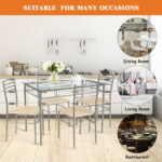 5 Pieces Dining Set Glass Table and 4 Chairs - Image 9