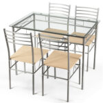 5 Pieces Dining Set Glass Table and 4 Chairs - Image 4