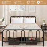Full/Queen/King Size Metal Bed Frame with Headboard and Footboard - Image 9