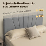 Full/Queen Size Upholstered Bed Frame with Drawer and Adjustable Headboard - Image 9