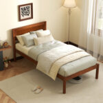 Twin/Full/Queen Size Bed Frame with Wooden Headboard and Slat Support - Image 2