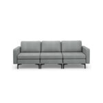 Convertible Sofa Couch with Magazine Pockets 3-Seat with 2 USB Port