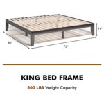 14 Inch King Size Rubber Wood Platform Bed Frame with Wood Slat Support - Image 5
