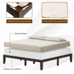 14 Inch King Size Rubber Wood Platform Bed Frame with Wood Slat Support - Image 9