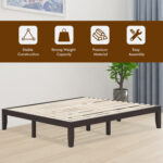 14 Inch King Size Rubber Wood Platform Bed Frame with Wood Slat Support - Image 7