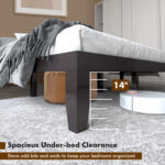 14 Inch King Size Rubber Wood Platform Bed Frame with Wood Slat Support - Image 10