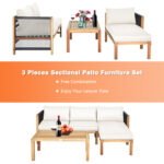 3 Pieces Patio Acacia Wood Sofa Furniture Set with Nylon Rope Armrest - Image 5