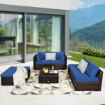 6 Pieces Outdoor Patio Rattan Sectional Sofa Set with Coffee Table - Image 6