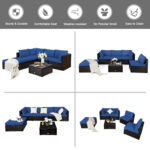 6 Pieces Outdoor Patio Rattan Sectional Sofa Set with Coffee Table - Image 3