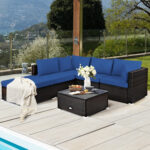 6 Pieces Outdoor Patio Rattan Sectional Sofa Set with Coffee Table - Image 7
