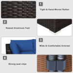 6 Pieces Outdoor Patio Rattan Sectional Sofa Set with Coffee Table - Image 10