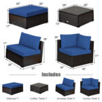 6 Pieces Outdoor Patio Rattan Sectional Sofa Set with Coffee Table - Image 4