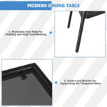 5 Pieces Rattan Dining Set with Glass Table and High Back Chair - Image 13