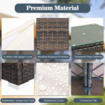 5 Pieces Cushioned Patio Rattan Furniture Set with Glass Table - Image 12