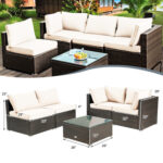 5 Pieces Cushioned Patio Rattan Furniture Set with Glass Table - Image 5