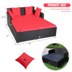 Spacious Outdoor Rattan Daybed with Upholstered Cushions and Pillows - Image 5