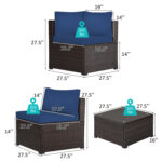 6 Pieces Rattan Patio Sectional Sofa Set with Cushions for 4-5 Person - Image 4