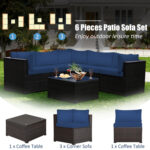 6 Pieces Rattan Patio Sectional Sofa Set with Cushions for 4-5 Person - Image 5