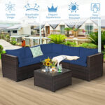 6 Pieces Rattan Patio Sectional Sofa Set with Cushions for 4-5 Person - Image 3