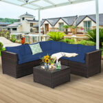 6 Pieces Rattan Patio Sectional Sofa Set with Cushions for 4-5 Person - Image 2
