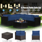 6 Pieces Rattan Patio Sectional Sofa Set with Cushions for 4-5 Person - Image 10