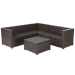 6 Pieces Rattan Patio Sectional Sofa Set with Cushions for 4-5 Person - Image 9