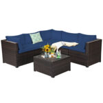 6 Pieces Rattan Patio Sectional Sofa Set with Cushions for 4-5 Person - Image 7