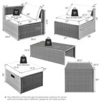 8 Pieces Patio Rattan Furniture Set with Storage Waterproof Cover and Cushion - Image 4