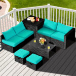 8 Pieces Patio Furniture Set with Storage Box and Waterproof Cover - Image 2