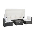 6 Pieces Patio Rattan Furniture Set with Retractable Canopy - Image 3