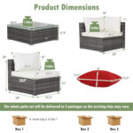 7 Pieces Patio Rattan Furniture Set with Sectional Sofa Cushioned - Image 5