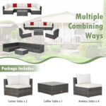 7 Pieces Patio Rattan Furniture Set with Sectional Sofa Cushioned - Image 6