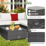 7 Pieces Patio Rattan Furniture Set with Sectional Sofa Cushioned - Image 10
