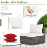 7 Pieces Patio Rattan Furniture Set with Sectional Sofa Cushioned - Image 9