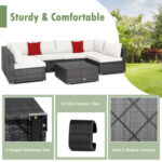 7 Pieces Patio Rattan Furniture Set with Sectional Sofa Cushioned - Image 11