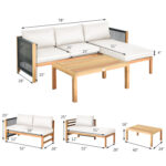 3 Pieces Patio Acacia Wood Sofa Furniture Set with Nylon Rope Armrest - Image 4