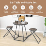 3 Pieces Dining Table Set with 2 Foldable Stools for Small Space - Image 3