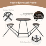 3 Pieces Dining Table Set with 2 Foldable Stools for Small Space - Image 8