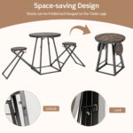 3 Pieces Dining Table Set with 2 Foldable Stools for Small Space - Image 5